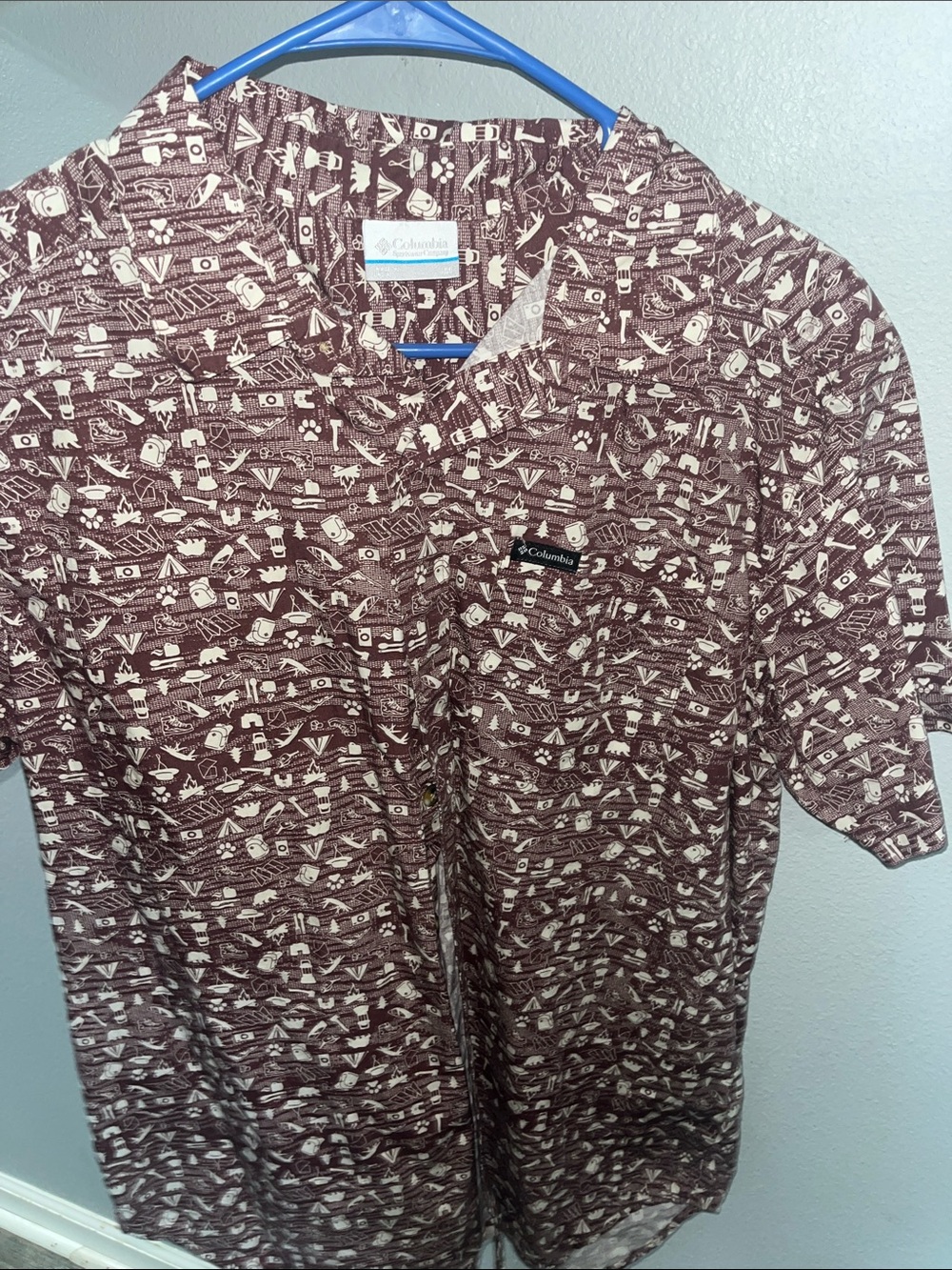 Columbia Maroon Outdoor Icon Print Short-Sleeve Polo